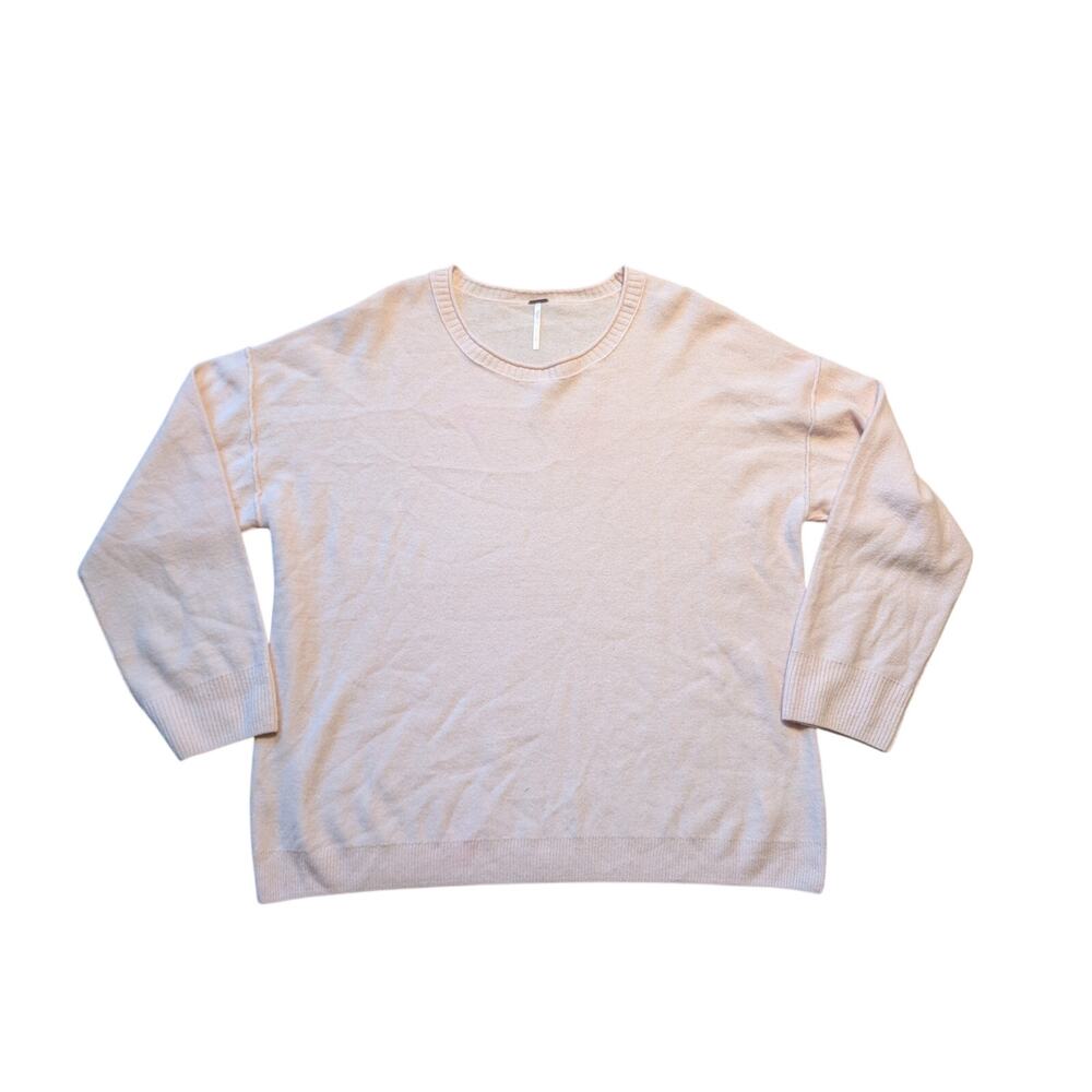 Free People Women's Cashmere Crewneck Sweater Pullover Pink Peach Size XL